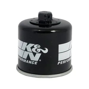 K&N, filtro de aceite giratorio con tuerca superior. Negro