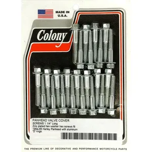 Colony, kit de tornillos para tapa de balancines Panhead. Hexagonal zinc. Largo