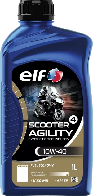 Botella de aceite sintético Agility 10W-40 para scooters