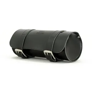 Longride, estuche de herramientas de cuero genuino 4L. Negro liso