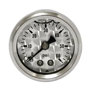 Manómetro de presión de aceite, cara 'Engine-Turned'. 0-60 PSI