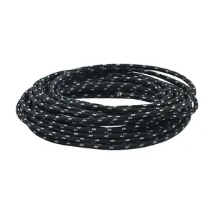 Cable clásico cubierto de tela, rollo de 25 pies. Negro/blanco