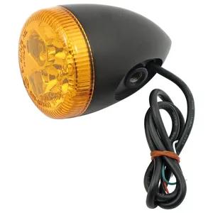 Intermitente trasero LED 3-en-1 tipo bala. Negro. Ámbar
