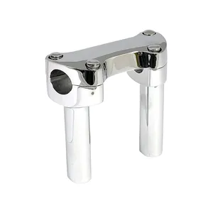 Conjunto de elevadores de manillar de 4.5" + abrazadera superior. Cromado