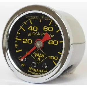 Manómetro de presión de aceite Marshall, 0-100 PSI. Carcasa de acero inoxidable