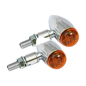 Micro bullet, intermitentes halógenos de 12v. Cromado, estriado