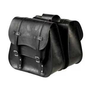 MCS, juego de alforjas rígidas de cuero reforzadas. Con funda