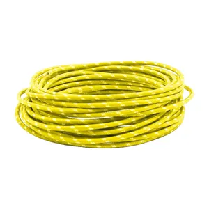 Cable clásico cubierto de tela, rollo de 25 pies. Amarillo/blanco