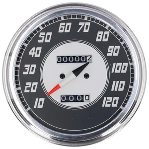 Velocímetro FL, cara '46-47', plata/negro. 2.24:1 mph