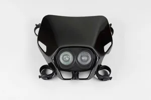 Faro Firefly LED circular negro montado en motocicleta