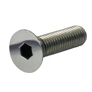 Perno allen de cabeza plana M10 x 20mm, acero inoxidable pulido