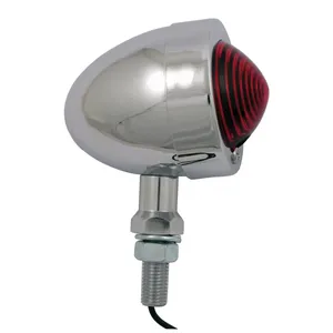 Luz de posición tipo bala. Cromada. Lente roja. SF. montaje con espiga exterior