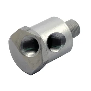 Adaptador de doble manómetro de presión de aceite. Aluminio claro