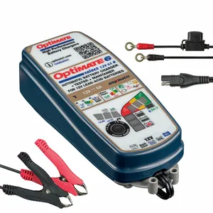 Cargador de batería OptiMate 6 Select con pantalla digital y cables de conexión