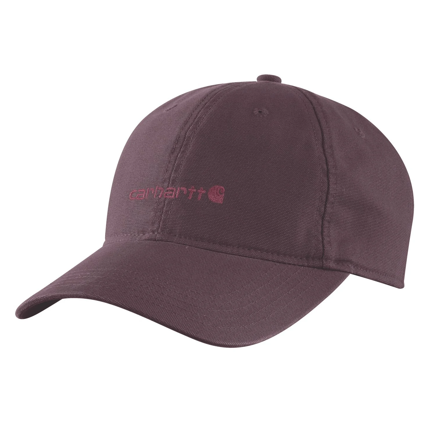 Gorra de lona Carhartt color cereza oscuro con gráfico bordado frontal