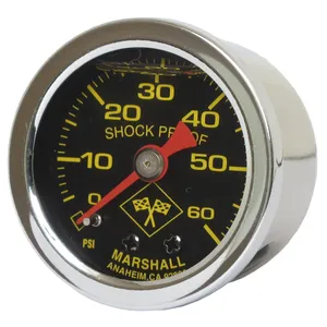 Manómetro de presión de aceite Marshall, 0-60 PSI. Carcasa de acero inoxidable