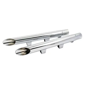 Conjunto de dos extensiones de escape tipo drag pipe de 2 pulgadas con acabado cromado brillante