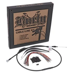 Burly, kit de cables/líneas para barra Bagger 13", cables negros