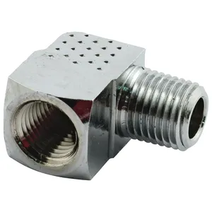 Racor de manguera de aceite adaptador, 90 grados. 1/4" NPT. Cromado