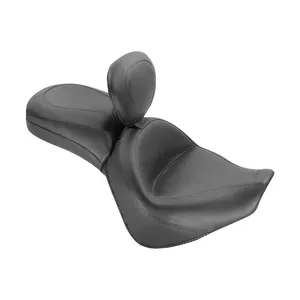 Asiento Mustang de una sola pieza para 2 personas, ancho, tipo touring vintage, negro liso