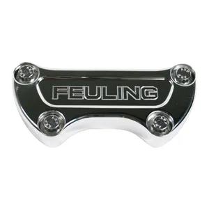 Feuling, abrazadera superior de manubrio. Logotipo Feuling. Cromado <span style="color: red;font-size: 0,5em">- PEDIDO ESPECIAL -</span>