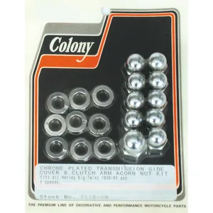Kit de tornillos de tapa lateral de transmisión Colony. Cromado Acorn