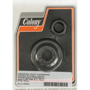 Colony, kit de retenedor y tuerca para sello de cono de rodamiento de rueda. Negro