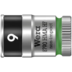 Llave de vaso Wera Zyklop 1/4" con función de retención - Métrica 9.0