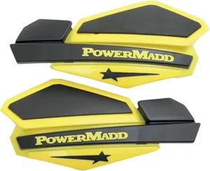 Par de protectores de puño Drag Specialties Star Series color negro instalados en manillar