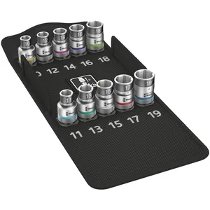 Juego de llaves de vaso hexagonales Wera Zyklop 1/2" con función de retención Métrica