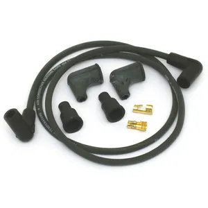 Dynatek, juego de cables de bujía de 7 mm univ, funda de bujía de 90°. Negro
