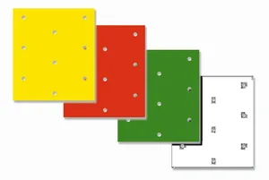 Conjunto de láminas de cristal translúcido en diferentes tonos de color