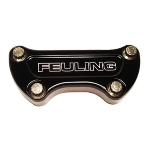 Feuling, abrazadera superior de manubrio. Logotipo Feuling. Negro CC <span style="color: red;font-size: 0,5em">- PEDIDO ESPECIAL -</span>