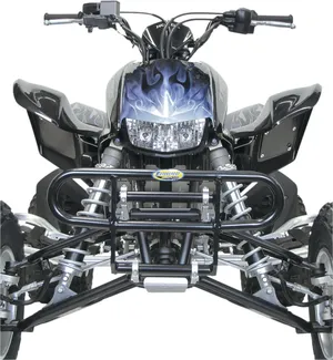 Parachoques EZ-Fit negro instalado en manillar de motocicleta