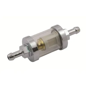 Filtro de combustible transparente, 1/4" ID. Cromado