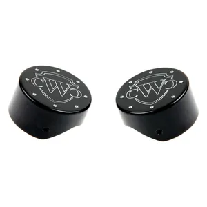 Cult-Werk, kit de tapas de pernos de tubo de horquilla de 2 piezas. Negro, con logo