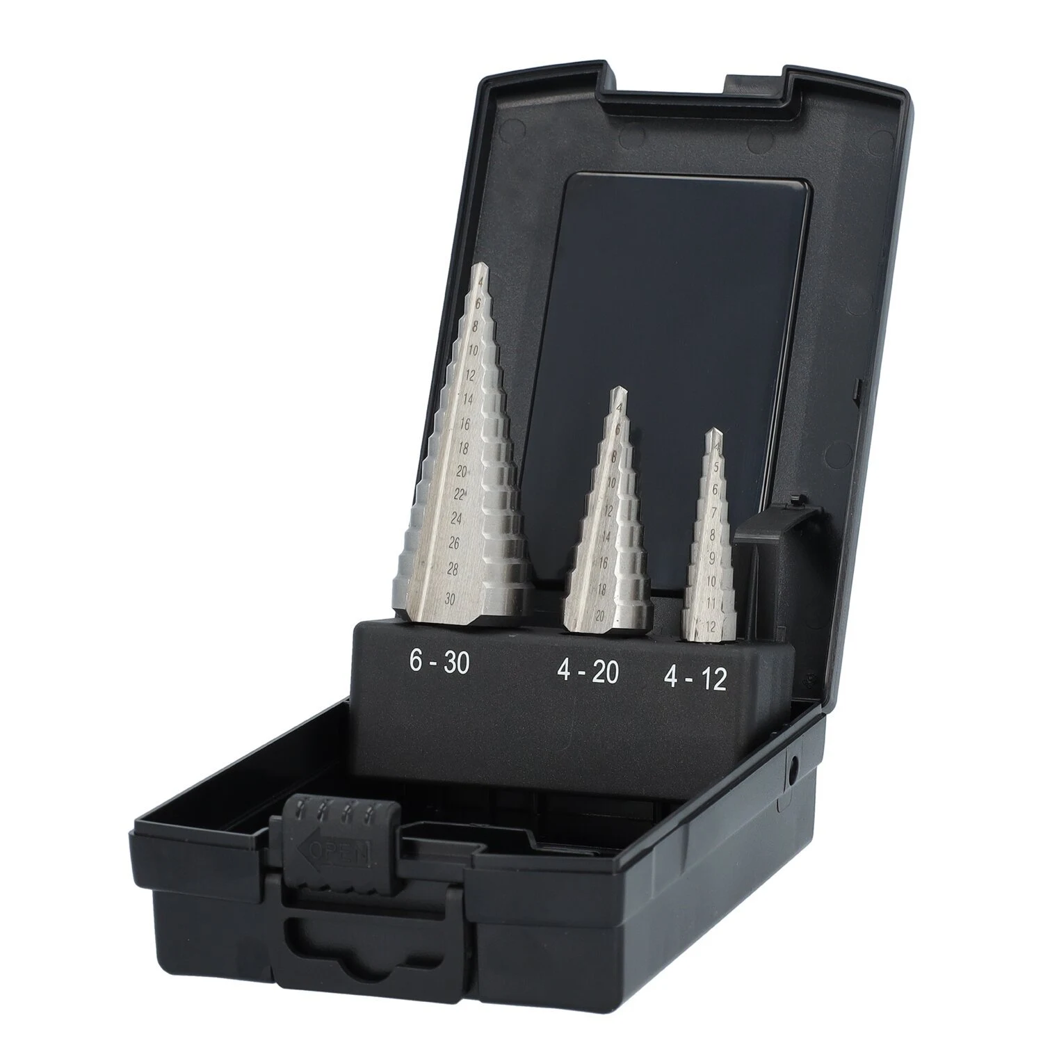 Juego de 3 brocas escalonadas HSS-G con hélice para taladrado