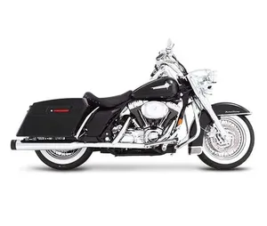 Par de silenciadores slip-on de 4 pulgadas cromados con puntas negras para Harley Touring