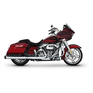 Par de silenciadores slip-on de 4 pulgadas cromados con puntas negras para Harley Touring